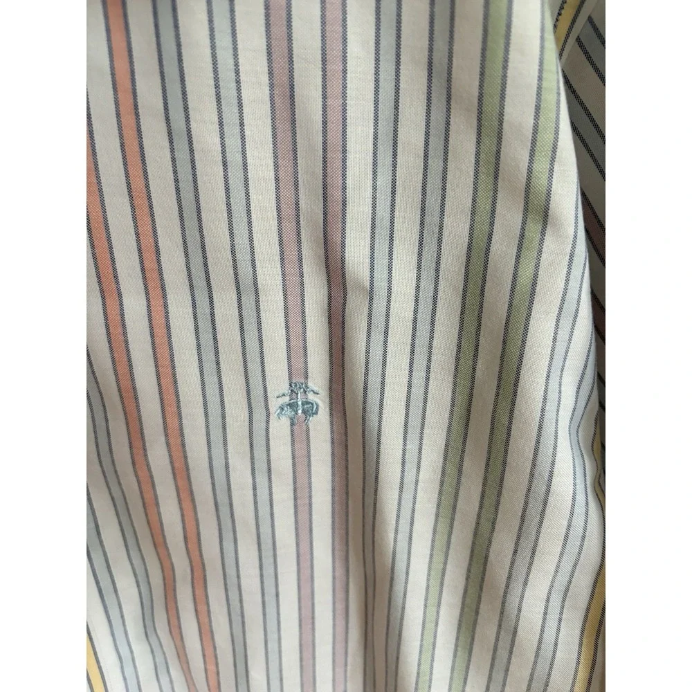 Brooks Brothers  Button Down Shirt Mens  LG pastel stripe 100% cotton Heritage - Picture 5 of 16
